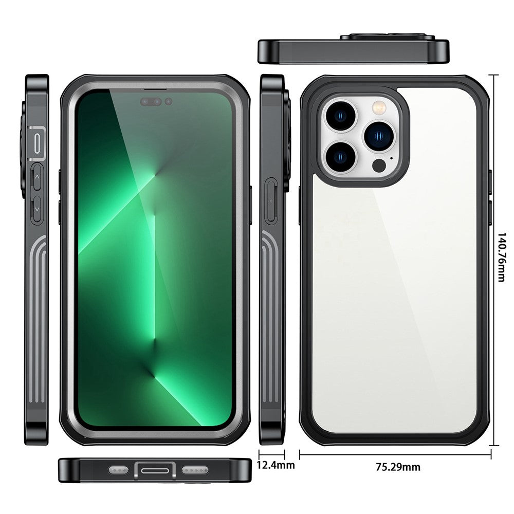 Til iPhone 14 Pro 6,1 tommer Stødsikkert cover Fuld dækning Hård PC + Blød TPU Hybrid Cover med Hærdet Glas Skærmbeskytter
