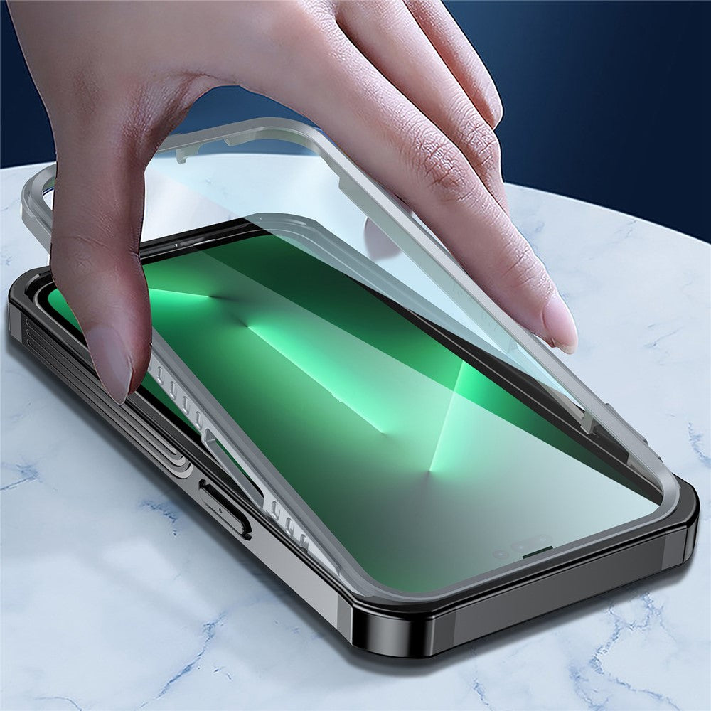 Til iPhone 14 Pro 6,1 tommer Stødsikkert cover Fuld dækning Hård PC + Blød TPU Hybrid Cover med Hærdet Glas Skærmbeskytter