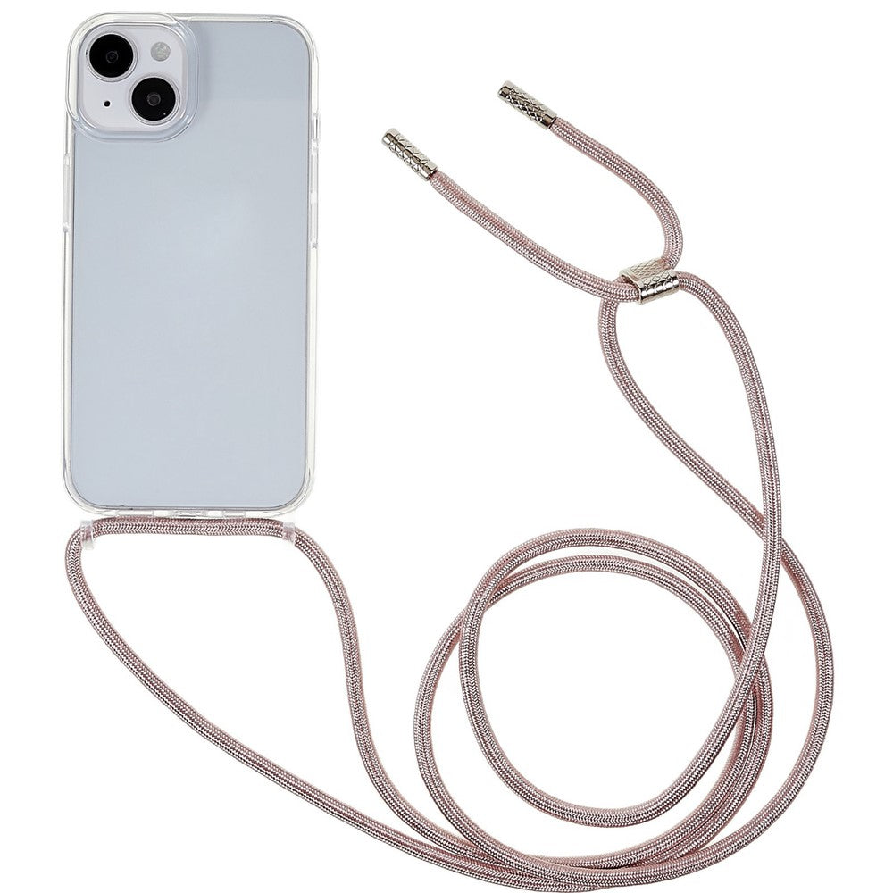 iPhone 14 6,1 tum TPU+akryl Transparent bakstycke Stötsäkert mobilskal med justerbart snöre
