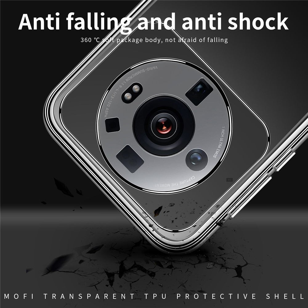MOFI För Xiaomi 12S Ultra 5G Ultra Slim Anti-fall Flexibelt TPU mobilskal Fallsäkert Transparent Mobilmobil Baksida