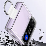 Til Samsung Galaxy Z Flip4 5G Transparent Metal Ringholder Design Hard PC+PVC Telefonetui Cover Foldbar Skal