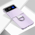 Til Samsung Galaxy Z Flip4 5G Transparent Metal Ringholder Design Hard PC+PVC Telefonetui Cover Foldbar Skal