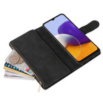Til Samsung Galaxy A22 5G (EU Version) Multi Kreditkortpladser Læder Telefoncover Pung Stander Magnetisk Lås Cover med Lynlåslomme