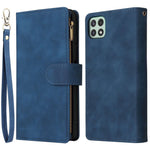 Til Samsung Galaxy A22 5G (EU Version) Multi Kreditkortpladser Læder Telefoncover Pung Stander Magnetisk Lås Cover med Lynlåslomme