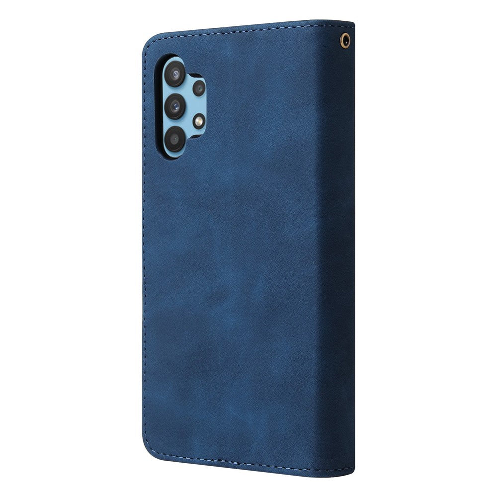 For Samsung Galaxy A32 4G (EU Version) Multiple Card Slots Zipper Pocket Leather Phone Case Stand Wallet Cover