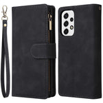 For Samsung Galaxy A53 5G Multiple Card Slots Drop-proof Case Leather Wallet Stand Folio Flip Phone Cover with Zipper Pocket