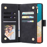 For Samsung Galaxy A53 5G Multiple Card Slots Drop-proof Case Leather Wallet Stand Folio Flip Phone Cover with Zipper Pocket