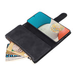 For Samsung Galaxy A53 5G Multiple Card Slots Drop-proof Case Leather Wallet Stand Folio Flip Phone Cover with Zipper Pocket