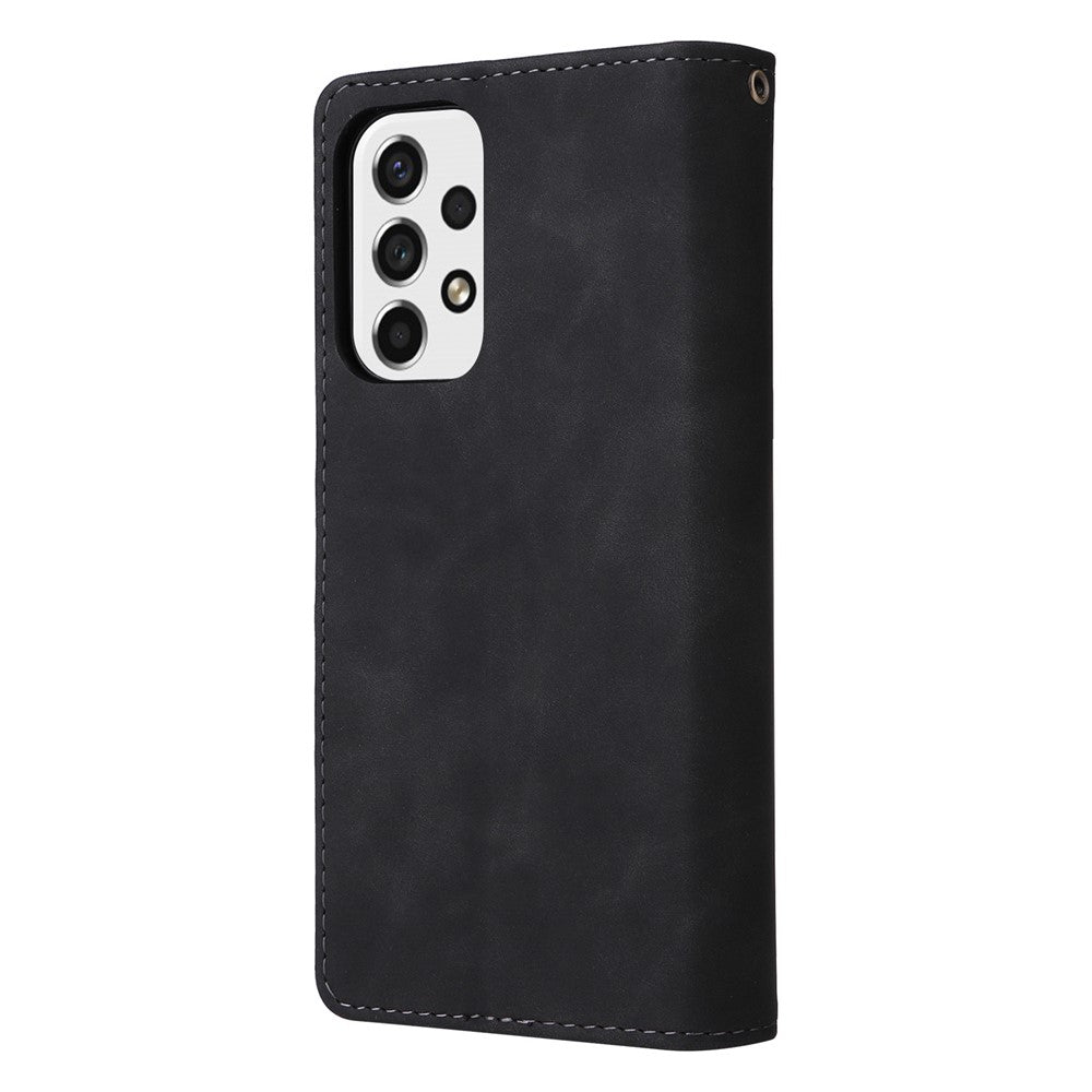 For Samsung Galaxy A53 5G Multiple Card Slots Drop-proof Case Leather Wallet Stand Folio Flip Phone Cover with Zipper Pocket