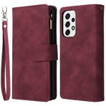 For Samsung Galaxy A53 5G Multiple Card Slots Drop-proof Case Leather Wallet Stand Folio Flip Phone Cover with Zipper Pocket