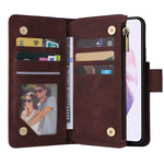 Multiple Card Slots Leather Case for Samsung Galaxy S22+ 5G, Anti-drop Wallet Stand Phone Cover with Zipper Pocket
