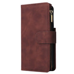 Multiple Card Slots Leather Case for Samsung Galaxy S22+ 5G, Anti-drop Wallet Stand Phone Cover with Zipper Pocket