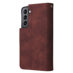 Multiple Card Slots Leather Case for Samsung Galaxy S22+ 5G, Anti-drop Wallet Stand Phone Cover with Zipper Pocket