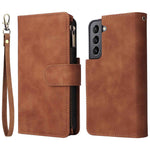 Multiple Card Slots Leather Case for Samsung Galaxy S22+ 5G, Anti-drop Wallet Stand Phone Cover with Zipper Pocket