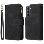 Multiple Card Slots Leather Case for Samsung Galaxy S22+ 5G, Anti-drop Wallet Stand Phone Cover with Zipper Pocket