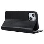 For iPhone 14 Plus Crazy Horse Texture Genuine Leather Wallet Case Stand Magnetic Auto-absorbed Folio Cover