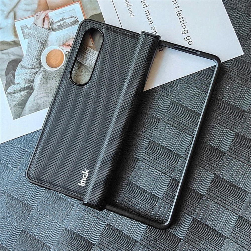 IMAK Ruiyi Series for Samsung Galaxy Z Fold4 5G Leather Coated PC Case Anti-scratch Carbon Fiber Texture Phone Shell