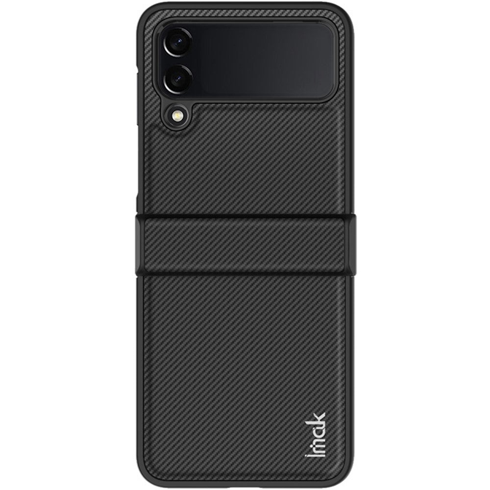 IMAK Ruiyi-serien til Samsung Galaxy Z Flip4 5G cover i PC-materiale beklædt med læder i kulfiberstruktur – et beskyttende cover, der tåler fald