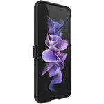 IMAK Ruiyi-serien til Samsung Galaxy Z Flip4 5G cover i PC-materiale beklædt med læder i kulfiberstruktur – et beskyttende cover, der tåler fald