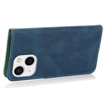 For iPhone 14 6.1 inch Dual-color Splicing PU Leather Wallet Stand Folio Flip Case Cover with Wrist Strap