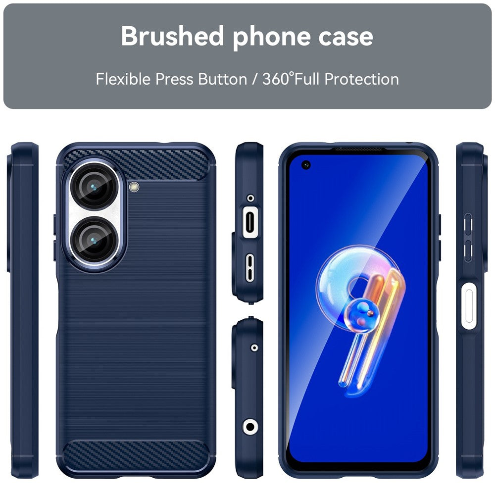 Til Asus Zenfone 9 5G Slidstærkt TPU Mobiltelefoncover Kulfibertekstur Børstet Overflade Slidstærkt Cover