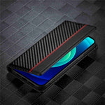 LC.IMEEKE for iPhone 14 Plus Carbon Fiber Texture Wallet Stand Design PU Leather Magnetic Auto Closing Phone Case Cover