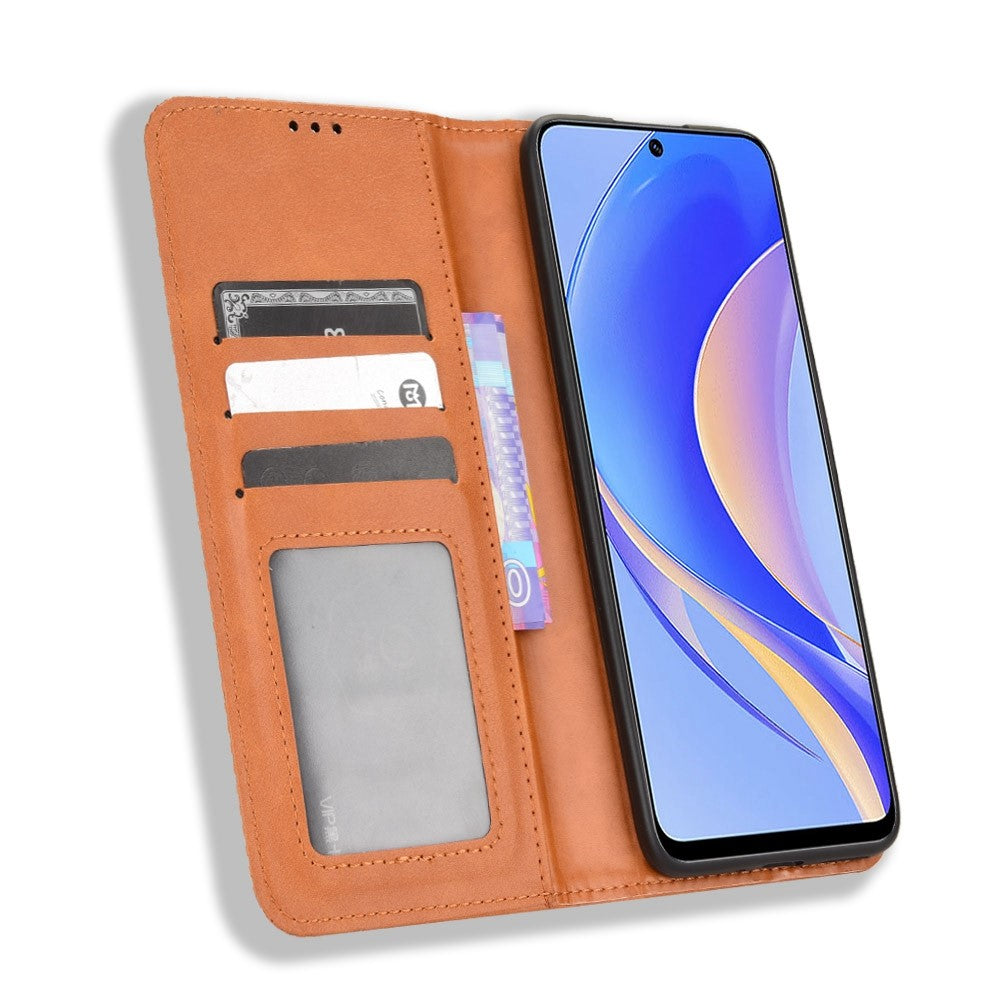 Huawei nova Y90 4G / Enjoy 50 Pro 4G Vintage PU Leather Phone Case Drop-proof Flip Wallet Cover Stand Protective Shell