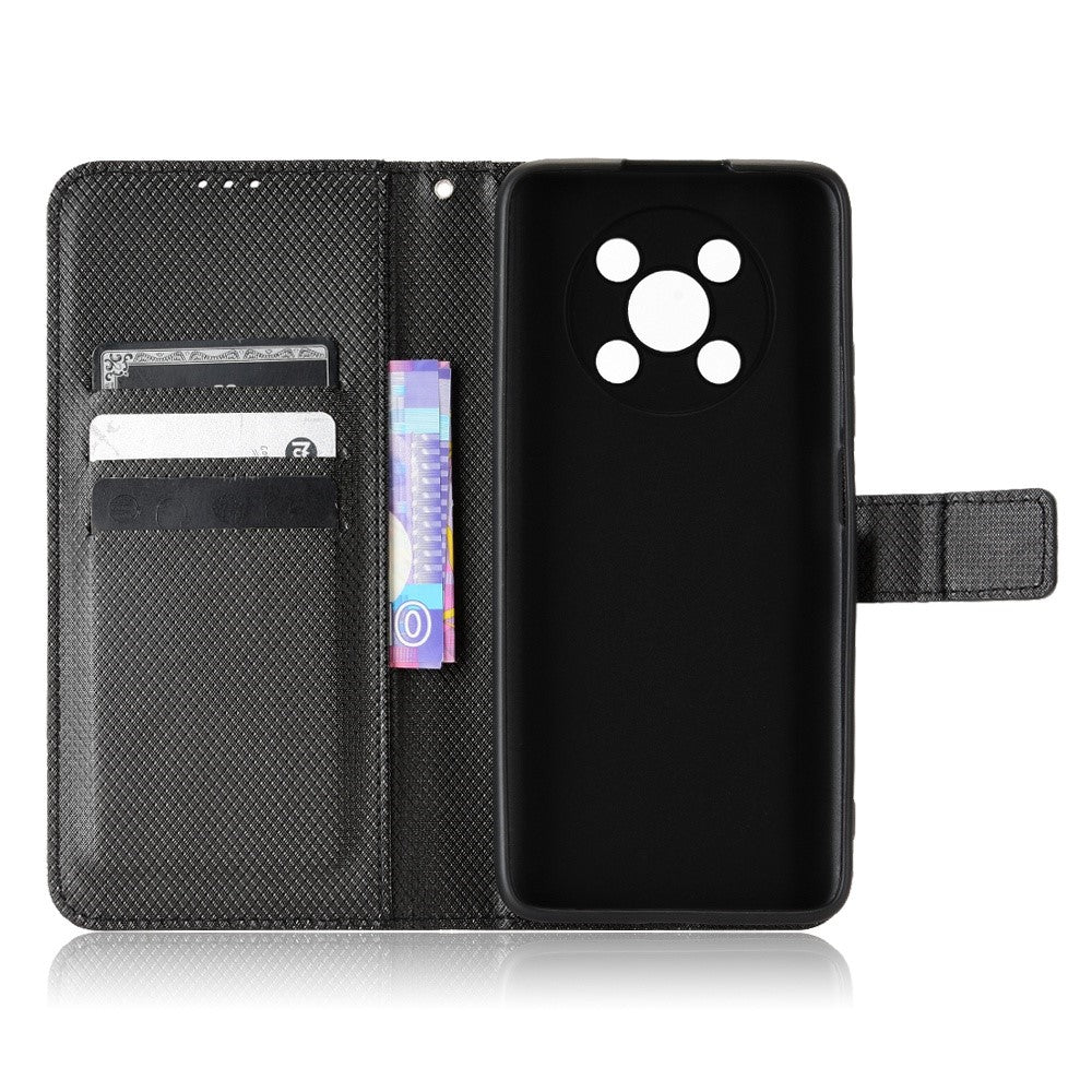 Phone Case For Huawei nova Y90 4G / Enjoy 50 Pro 4G, Full Protection Diamond Texture PU Leather Cell Phone Wallet Cover with Strap