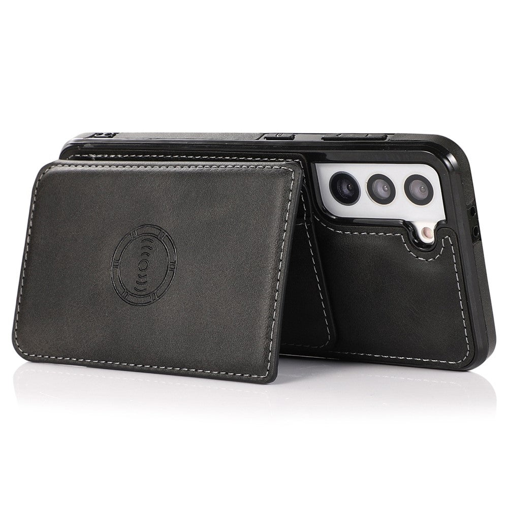 Samsung Galaxy S22+ 5G-mobilcover med kortholderdesign, støttefunktion, PU-læder + TPU, stødbeskyttende cover med støtte og magnetisk bilholder
