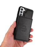 For Samsung Galaxy S22+ 5G Card Slots Design Phone Kickstand Case PU Leather + TPU Drop-proof Cover Support Magnetic Car Holder