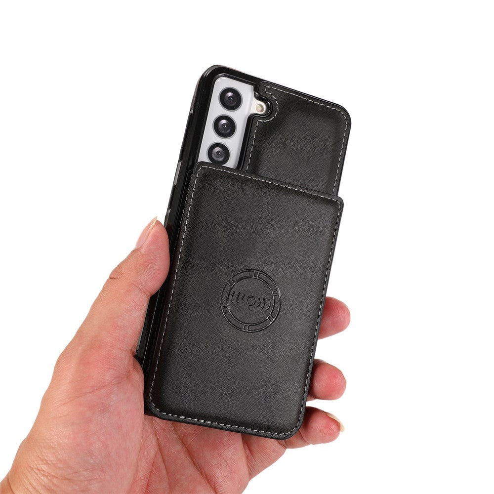 For Samsung Galaxy S22+ 5G Card Slots Design Phone Kickstand Case PU Leather + TPU Drop-proof Cover Support Magnetic Car Holder