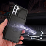 Samsung Galaxy S22+ 5G-mobilcover med kortholderdesign, støttefunktion, PU-læder + TPU, stødbeskyttende cover med støtte og magnetisk bilholder