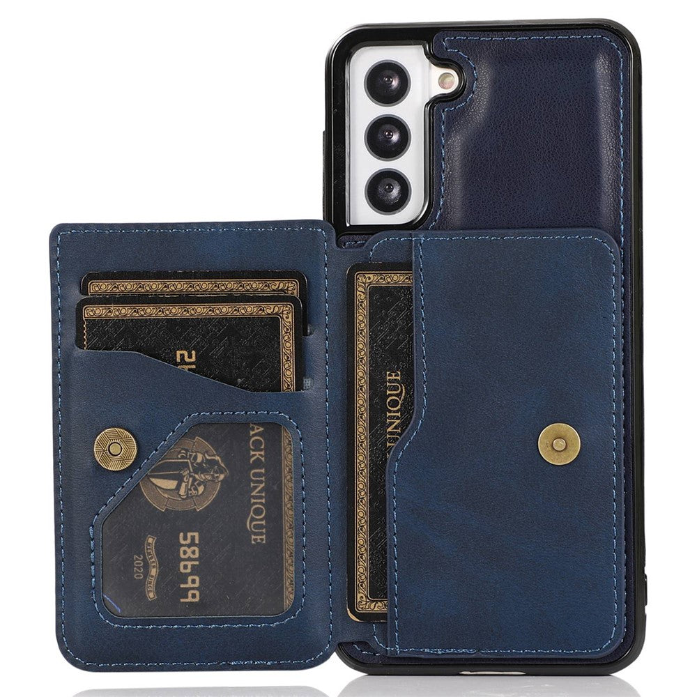 Samsung Galaxy S22+ 5G-mobilcover med kortholderdesign, støttefunktion, PU-læder + TPU, stødbeskyttende cover med støtte og magnetisk bilholder