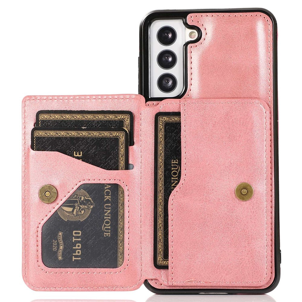 Samsung Galaxy S22+ 5G-mobilcover med kortholderdesign, støttefunktion, PU-læder + TPU, stødbeskyttende cover med støtte og magnetisk bilholder