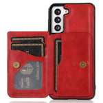 For Samsung Galaxy S22+ 5G Card Slots Design Phone Kickstand Case PU Leather + TPU Drop-proof Cover Support Magnetic Car Holder