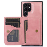Samsung Galaxy S22 Ultra 5G Kortplatsdesign Mobilskal PU-läder + TPU Fallskyddande Stöd Magnetisk Bilhållare