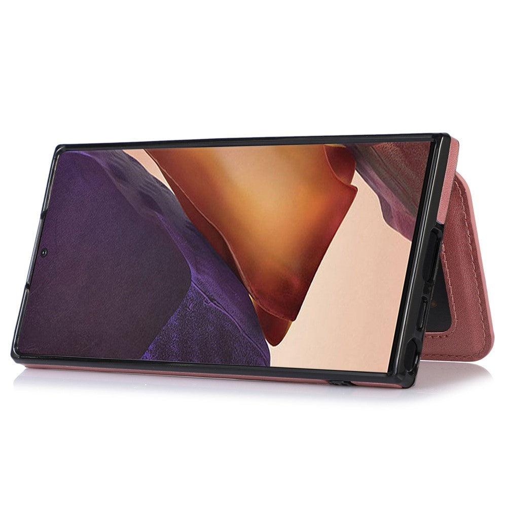 Samsung Galaxy S22 Ultra 5G Kortplatsdesign Mobilskal PU-läder + TPU Fallskyddande Stöd Magnetisk Bilhållare