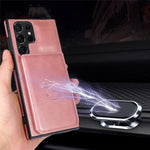 Samsung Galaxy S22 Ultra 5G Kortplatsdesign Mobilskal PU-läder + TPU Fallskyddande Stöd Magnetisk Bilhållare