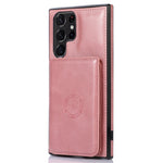 Samsung Galaxy S22 Ultra 5G Kortplatsdesign Mobilskal PU-läder + TPU Fallskyddande Stöd Magnetisk Bilhållare