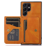 Samsung Galaxy S22 Ultra 5G Kortplatsdesign Mobilskal PU-läder + TPU Fallskyddande Stöd Magnetisk Bilhållare
