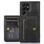Samsung Galaxy S22 Ultra 5G Kortplatsdesign Mobilskal PU-läder + TPU Fallskyddande Stöd Magnetisk Bilhållare