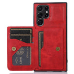 Samsung Galaxy S22 Ultra 5G Kortplatsdesign Mobilskal PU-läder + TPU Fallskyddande Stöd Magnetisk Bilhållare