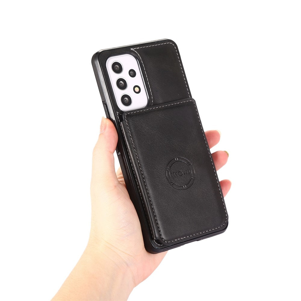 Samsung Galaxy A33 5G mobil Stoppsäkert Fodral Korthållare Stöddesign PU-läder + TPU Skyddsfodral Stöd Magnetiskt Bilfäste