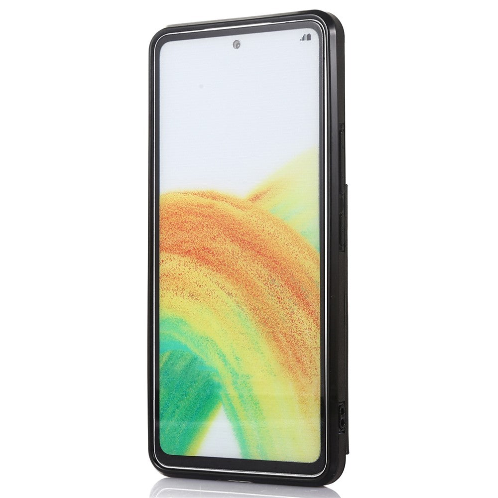 Samsung Galaxy A33 5G mobil Stoppsäkert Fodral Korthållare Stöddesign PU-läder + TPU Skyddsfodral Stöd Magnetiskt Bilfäste