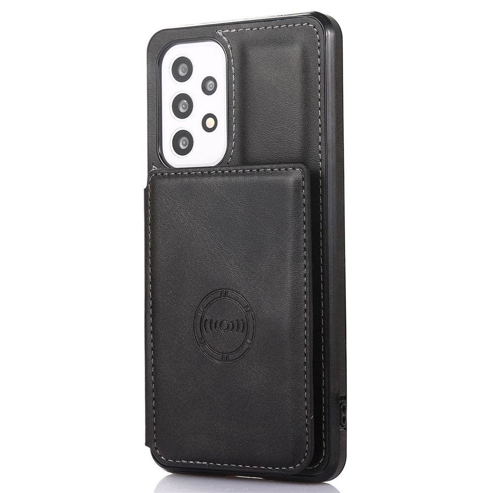 Samsung Galaxy A33 5G mobil Stoppsäkert Fodral Korthållare Stöddesign PU-läder + TPU Skyddsfodral Stöd Magnetiskt Bilfäste