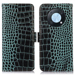 For Huawei nova Y90 4G / Enjoy 50 Pro 4G Genuine Cowhide Leather Flip Cover Crocodile Texture RFID Blocking Protection Stand Wallet Phone Case