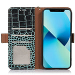 For Huawei nova Y90 4G / Enjoy 50 Pro 4G Genuine Cowhide Leather Flip Cover Crocodile Texture RFID Blocking Protection Stand Wallet Phone Case