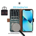For Huawei nova Y90 4G / Enjoy 50 Pro 4G Genuine Cowhide Leather Flip Cover Crocodile Texture RFID Blocking Protection Stand Wallet Phone Case