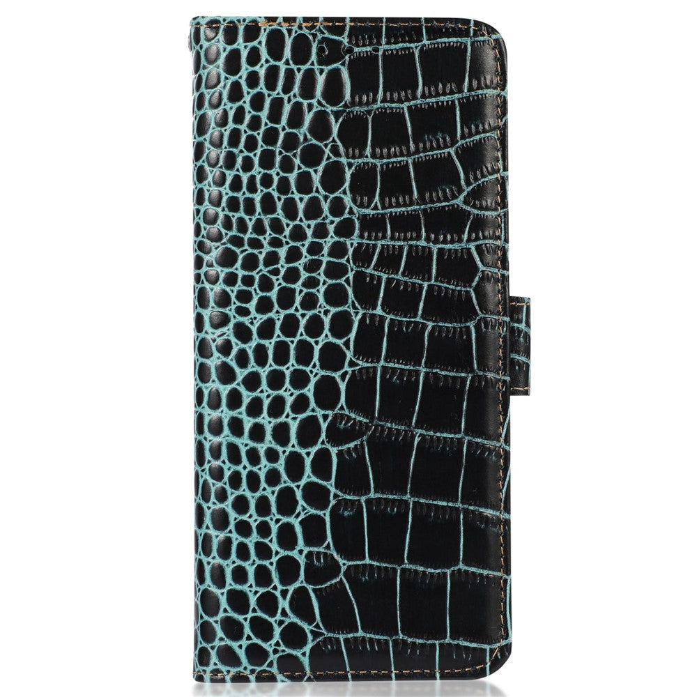 For Huawei nova Y90 4G / Enjoy 50 Pro 4G Genuine Cowhide Leather Flip Cover Crocodile Texture RFID Blocking Protection Stand Wallet Phone Case