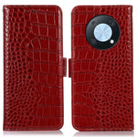 For Huawei nova Y90 4G / Enjoy 50 Pro 4G Genuine Cowhide Leather Flip Cover Crocodile Texture RFID Blocking Protection Stand Wallet Phone Case